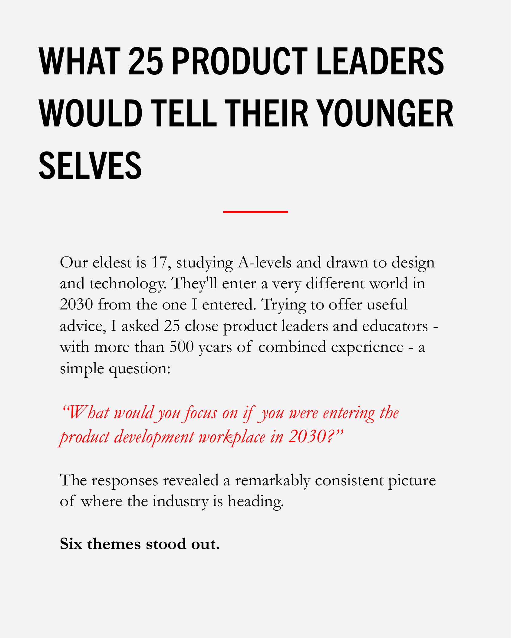 Cover of What 25 product leaders would tell their younger selves